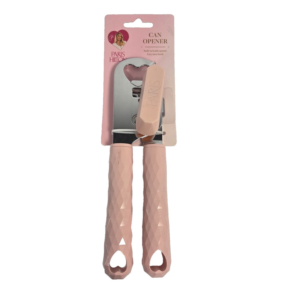 Paris Hilton Can Opener Pink Heart Handles Built In Bottle Opener Blush Metal